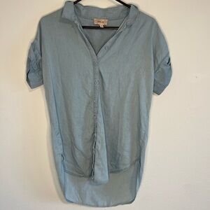 PER Se Women’s Blue Button‎ Up Top Size Small
